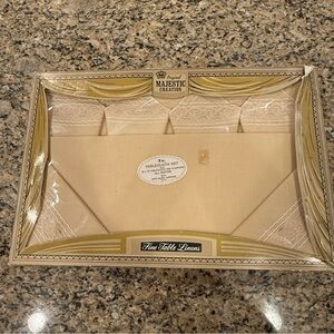 Vintage Majestic Creation Beige Lace Tablecloth Set